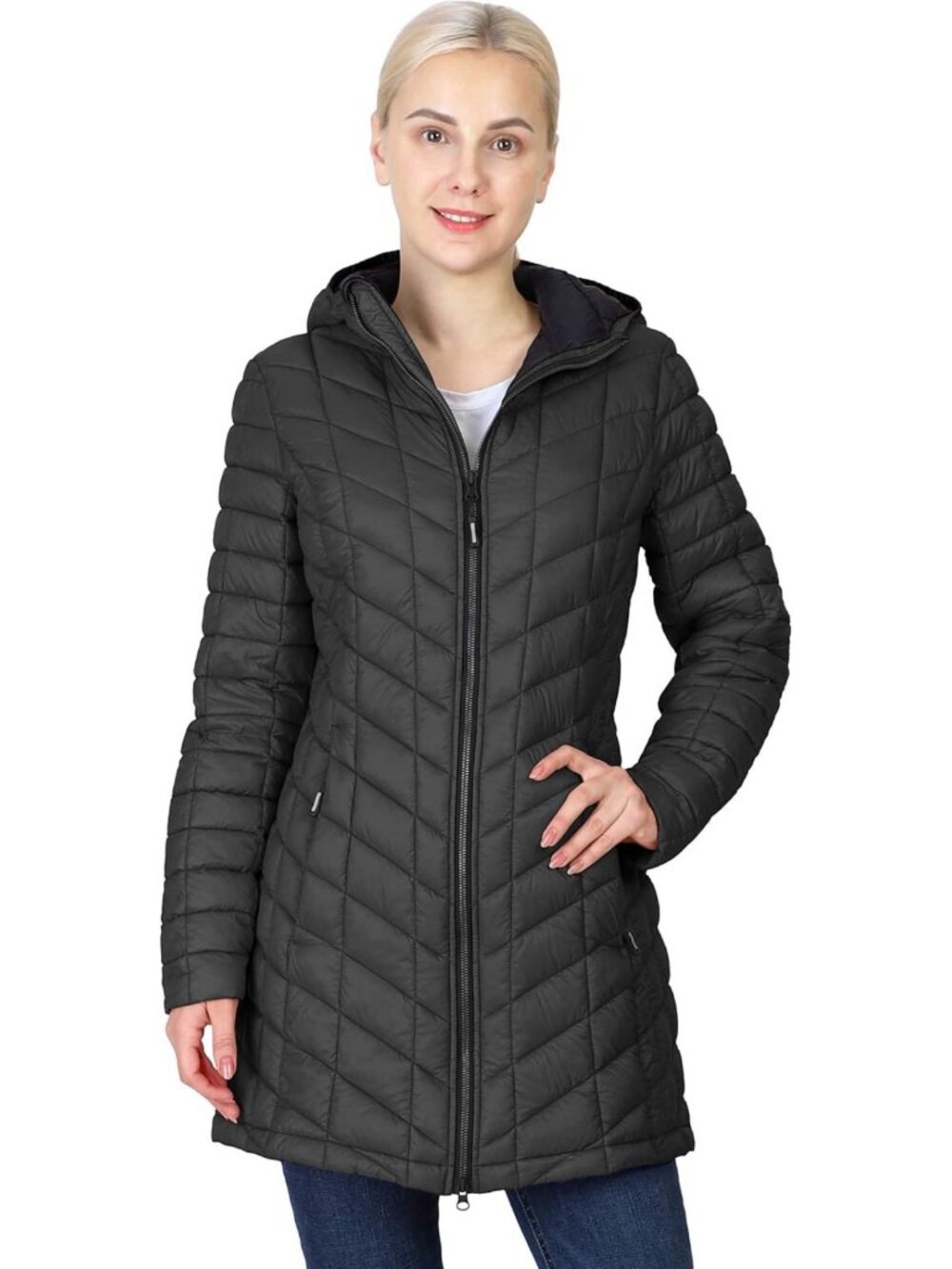 Lightweight Women's Hooded Long Puffer Coat - Warm Winter Jacket for Outdoor